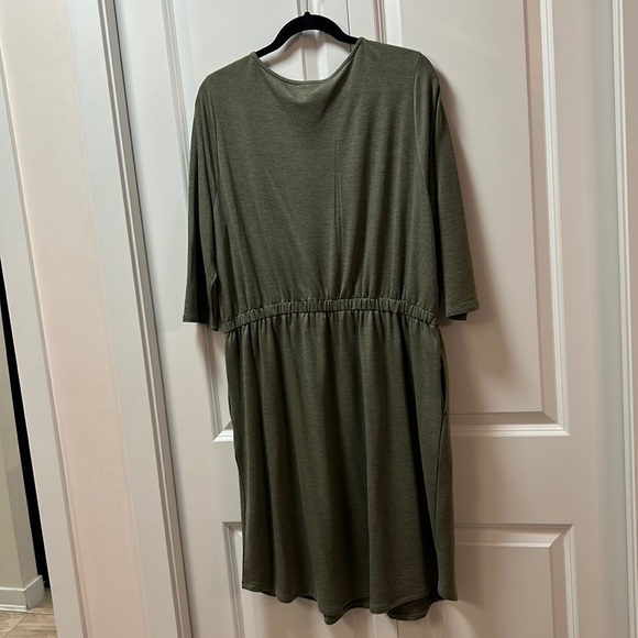 Fit And Flare 3/4 Sleeve French Terry Dress - Picture 6 of 10